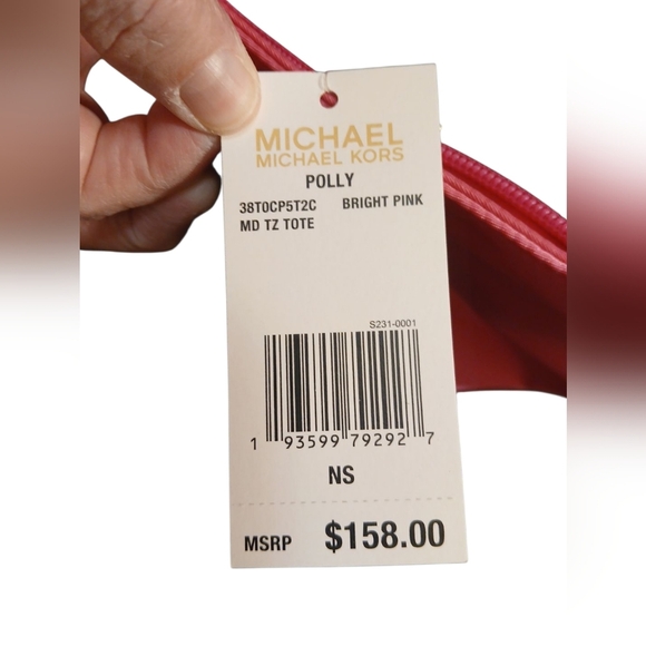 Michael Kors - NWT, Hot Pink Polly Bag, 2 Zippered Pockets, 1 Open Pocket, - Picture 10 of 15